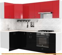 Кухня S-Company Клео глосc 1.2x2.5 левая (черный глянец/красный глянец) картинка