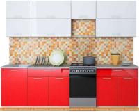 Кухня Интерлиния Мила Gloss 50-26 (белый/красный) картинка