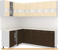 Кухня Кортекс-мебель Корнелия Экстра 1.5x2.3м (венге светлый/венге/мадрид) картинка