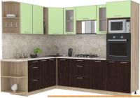 Кухня Интерлиния Мила 1.88x2.6 левая (салатовый-дуб венге-малага) картинка