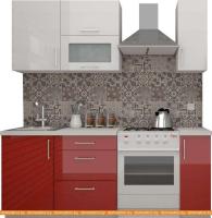Кухня ВерсоМебель ВерсоЛайн 4-1.4 (белый 001/красный 009) картинка