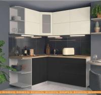 Кухня Интерлиния Мила Матте 1.5x1.8 А левая слоновая кость/пепел/травертин серый картинка