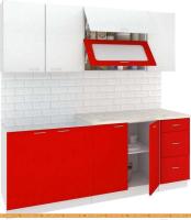 Кухня Кортекс-мебель Корнелия Мара 2.0м (белый/красный/мадрид) картинка