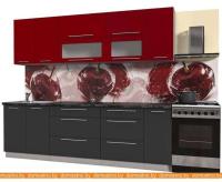 Кухня Интерлиния Мила Пластик 2.6 В (антрацит глянец-красный глянец-кастилло тем) картинка