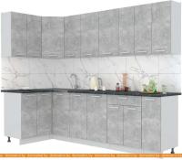 Кухня Интерлиния Мила Лайт 1.2x2.7 (бетон-бетон-кастилло темный) картинка