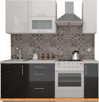 Кухня ВерсоМебель ВерсоЛайн 8-1.4 (белый 001/черный 020) картинка