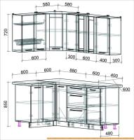 Кухня Интерлиния Мила Пластик 1.2x1.9 (черный глянец/белый глянец/опал светлый) картинка