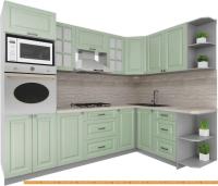 Кухня Интерлиния Мила Деко 1.68x2.6 правая (мята-мята-травертин серый) картинка