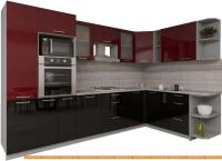 Кухня Интерлиния Мила Gloss 1.88x3.2 правая (бордовый-черный) картинка
