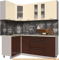 Кухня Интерлиния Мила Пластик 1.2x2.0 (шоколад глянец/ваниль глянец/опал светлый) картинка