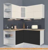 Кухня Интерлиния Мила Матте 1.5x1.6 А правая (слон кость-пепел-травертин серый) картинка