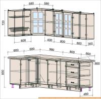 Кухня Интерлиния Мила Деко 1.2x2.4 (белый/луна/травертин серый) картинка