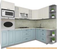 Кухня Интерлиния Мила Деко 1.68x2.6 правая (слоновая кость-океан-опал светлый) картинка