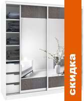 Шкаф-купе Кортекс-мебель Сенатор ШК12 Геометрия ДСП с зеркалом (белый/береза) картинка