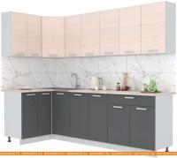 Кухня Интерлиния Мила Лайт 1.2x2.6 (вудлайн кремовый-антрацит-бискайская сосна) картинка