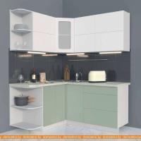 Кухня Интерлиния Мила Матте 1.5x1.7 А правая (белый-мята-опал светлый) картинка