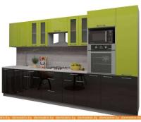 Кухня Интерлиния Мила Gloss 3.6 (яблоня-черный) картинка