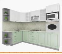 Кухня Интерлиния Мила Деко 1.68x2.8 левая (белый-мята-опал светлый) картинка