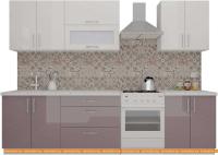 Кухня ВерсоМебель ВерсоЛайн 8-2.3 (белый 001/глициния 029) картинка