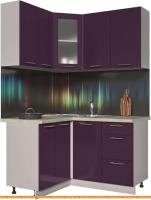 Кухня Интерлиния Мила Пластик 1.2x1.4 (слива глянец/опал светлый) картинка