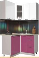 Кухня Интерлиния Мила Пластик 1.2x1.2 (гортензия гл/белый гл/опал светлый) картинка