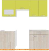 Кухня ВерсоМебель Эко-6 2.0 (ясень шимо светлый/зеленый лайм) картинка