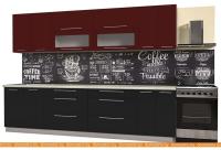 Кухня Интерлиния Мила Пластик 3.0 В (черный глянец-бордо глянец-опал светлый) картинка