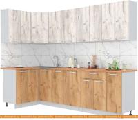 Кухня Интерлиния Мила Лайт 1.2x2.7 (дуб белый-дуб золотой-дуб бунратти) картинка