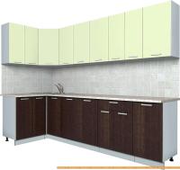 Кухня Интерлиния Мила Лайт 1.2x2.8 (салатовый/дуб венге) картинка