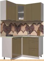 Кухня Интерлиния Мила Пластик 1.2x1.3 (капучино глянец/опал светлый) картинка