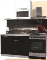 Кухня Интерлиния Мила Пластик 2.0 В (черный глянец/белый глянец/опал светлый) картинка