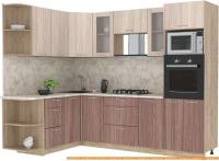 Кухня Интерлиния Мила 1.68x2.6 левая (шимо светлый-шимо темный-малага) картинка