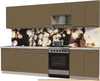 Кухня Интерлиния Мила Пластик 3.0 А (капучино глянец/опал светлый) картинка