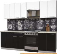 Кухня Интерлиния Мила Пластик 2.5 А (черный глянец/белый глянец/опал светлый) картинка