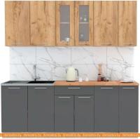 Кухня Интерлиния Мила 1.88x2.4 левая (дуб золотой-антрацит-дуб бунратти) картинка