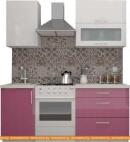 Кухня ВерсоМебель ВерсоЛайн 8-1.3 (белый 001/розовый 011) картинка