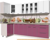 Кухня Интерлиния Мила Пластик 1.2x2.8 (гортензия гл/белый гл/опал светлый) картинка