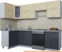 Кухня Интерлиния Мила Gloss 60-12x26 (ваниль/асфальт глянец) картинка