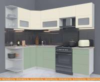 Кухня Интерлиния Мила Матте 1.5x2.5 Б левая (слоновая кость-мята-травертин серый) картинка