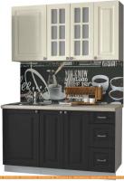 Кухня Интерлиния Мила Деко 1.4 Б (пепел/слоновая кость/травертин серый) картинка