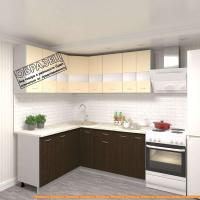 Кухня Кортекс-мебель Корнелия Экстра 1.5x1.8м (венге светлый/венге/королевский опал) картинка