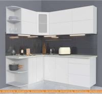 Кухня Интерлиния Мила Матте 1.5x2.0 А левая (белый/белый/кастилло тёмный) картинка