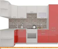Кухня ВерсоМебель ЭкоЛайт-5 1.3x2.7 левая (белый/красный) картинка