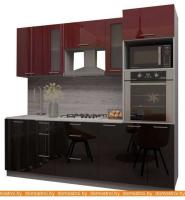 Кухня Интерлиния Мила Gloss 2.3 (бордовый-черный) картинка