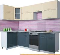 Кухня Интерлиния Мила Gloss 50-12x26 (ваниль/асфальт глянец) картинка