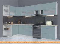 Кухня Интерлиния Мила Матте 1.5x3.2 Б правая (океан-океан-травертин серый) картинка