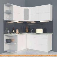 Кухня Интерлиния Мила Матте 1.5x1.7 А правая (белый-белый-опал светлый) картинка