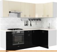 Кухня S-Company Клео глоcс 1.2x2.4 правая (черный глянец/ваниль глянец) картинка