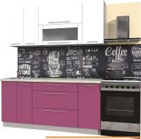 Кухня Интерлиния Мила Пластик 1.0 В (гортензия глянец/белый глянец/опал светл.) картинка