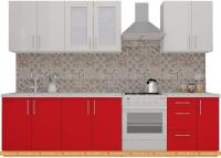 Кухня ВерсоМебель ВерсоЛайн 3-2.3 (белый 001/красный 009) картинка
